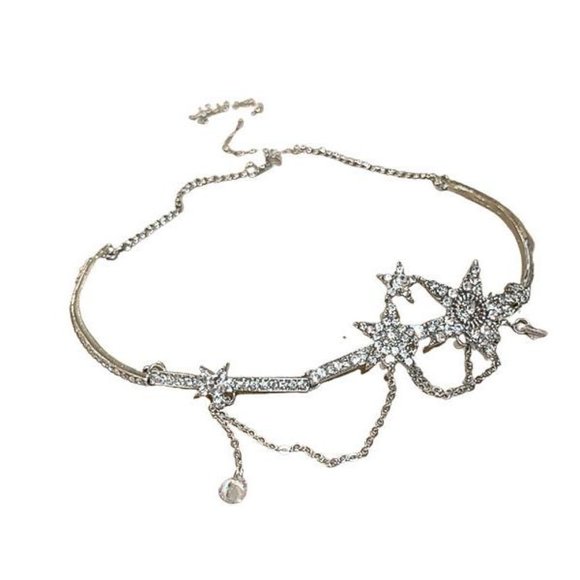 Pentagram Zircon Tassel Necklace - Picture 3 of 6
